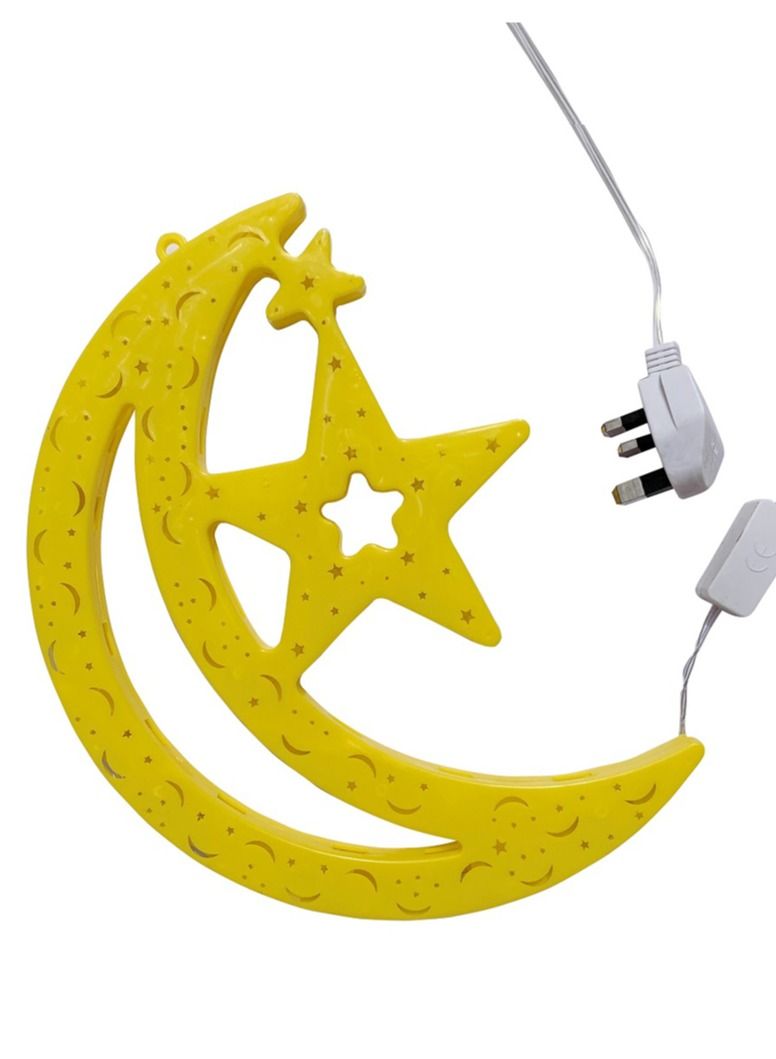 Salla Crescent Moon Star Yellow Glowing LED Light 30x22cm - Image 3