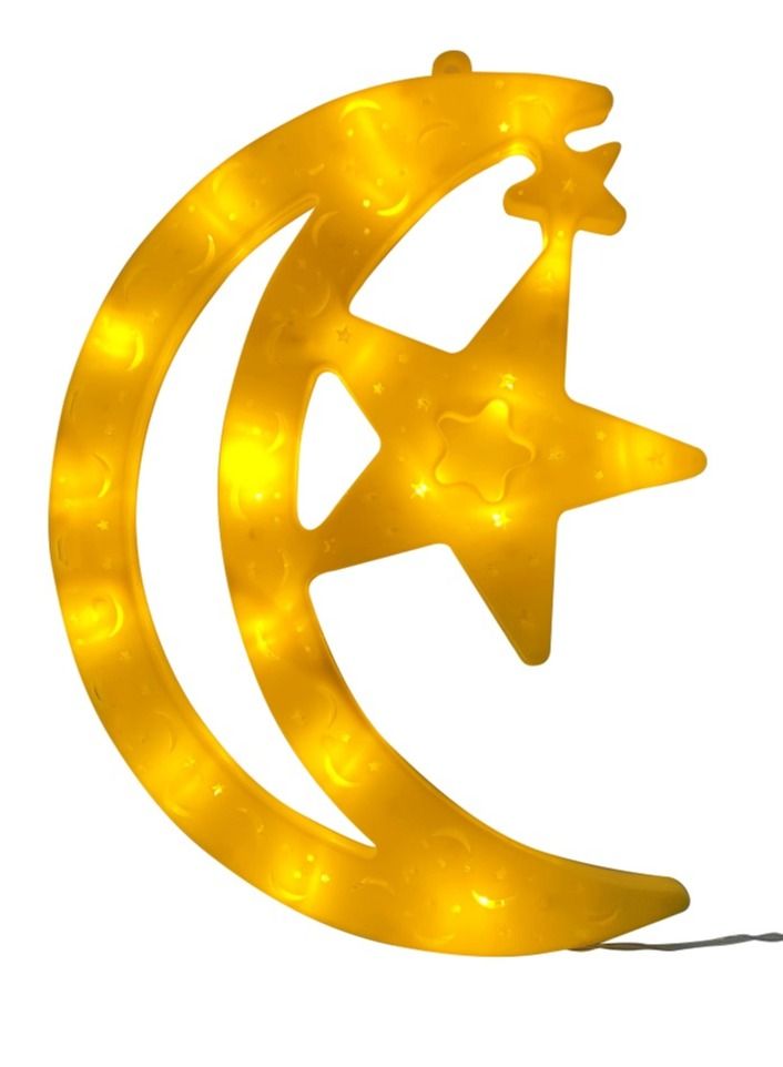 Salla Crescent Moon Star Yellow Glowing LED Light 30x22cm - Image 2