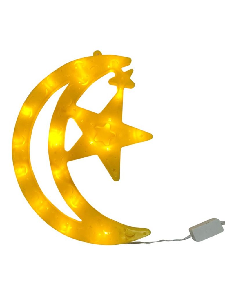 Salla Crescent Moon Star Yellow Glowing LED Light 30x22cm - Image 1