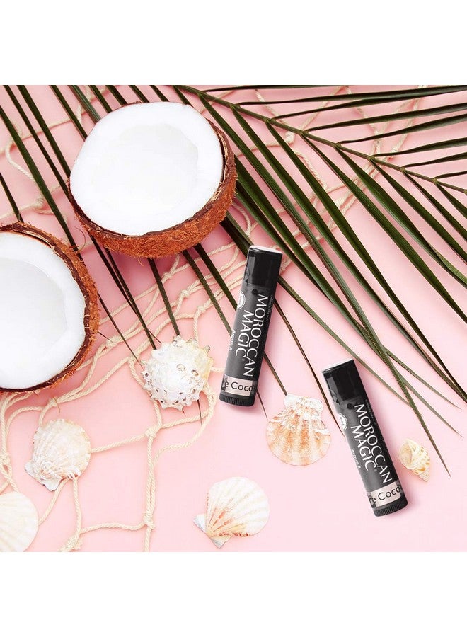 Organic Pure Coconut Lip Balm 3 Pack | Chapsticks For Dry Lips | Natural Argan & Essential Oils Lip Moisturizer + Vitamin E | Smooth, Hydrating, Non-Toxic | Organic Lip Balm Set