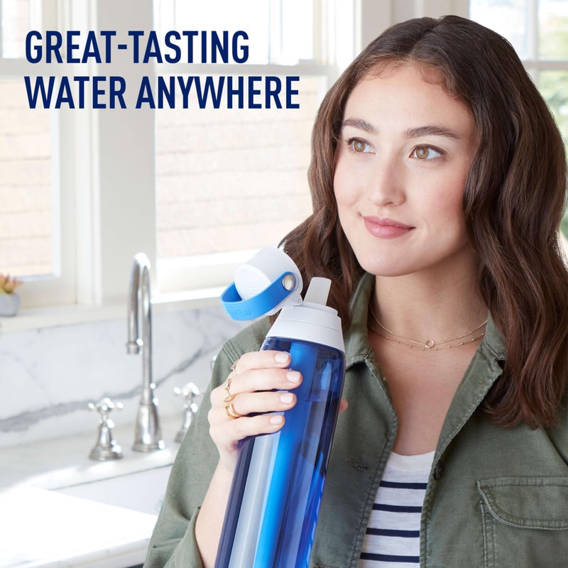 Brita Insulated Filtered Water Bottle with Straw, Reusable, BPA Free Plastic, Sapphire, 26 Ounce - Image 2