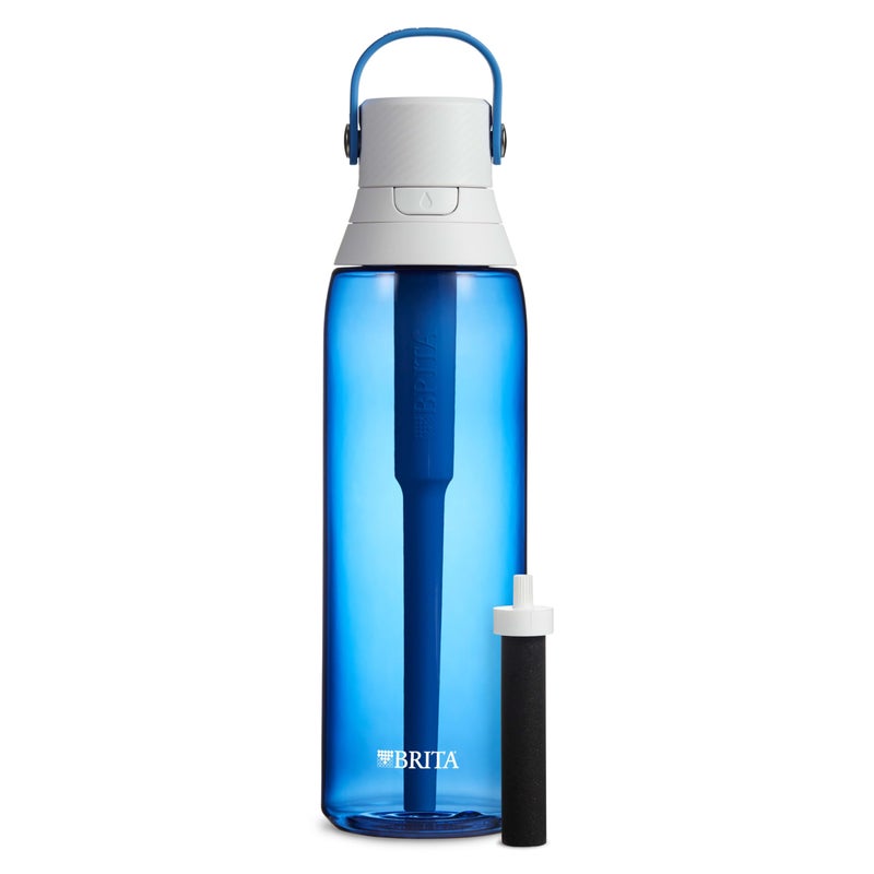 Brita Insulated Filtered Water Bottle with Straw, Reusable, BPA Free Plastic, Sapphire, 26 Ounce - Image 1