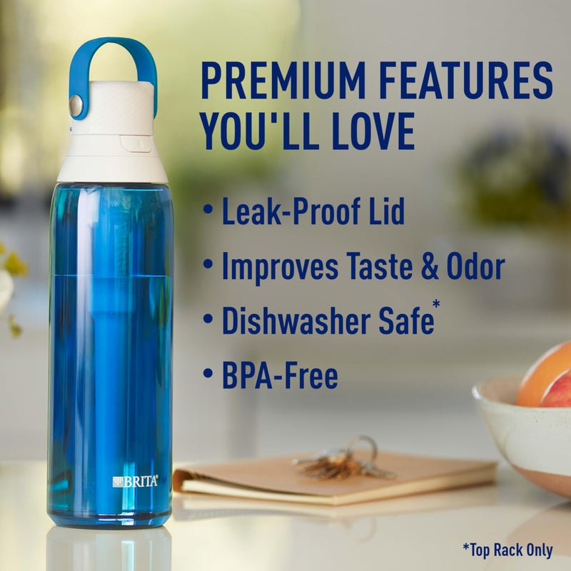 Brita Insulated Filtered Water Bottle with Straw, Reusable, BPA Free Plastic, Sapphire, 26 Ounce - Image 3