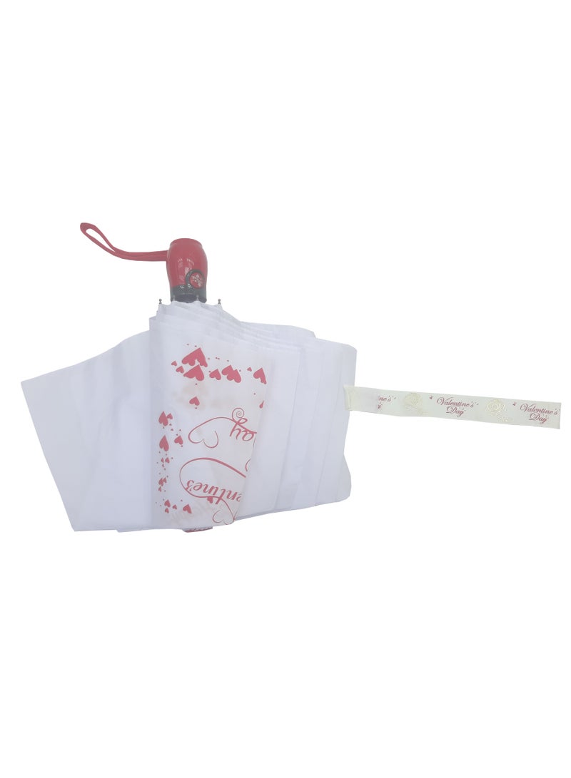 Hello 3 Fold Umbrella White color with Valentines Day Logo - Image 1