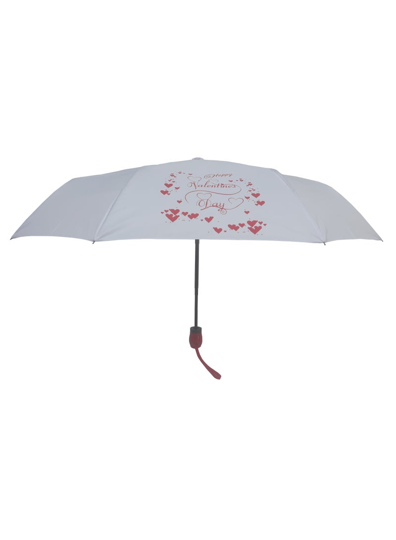 Hello 3 Fold Umbrella White color with Valentines Day Logo - Image 2