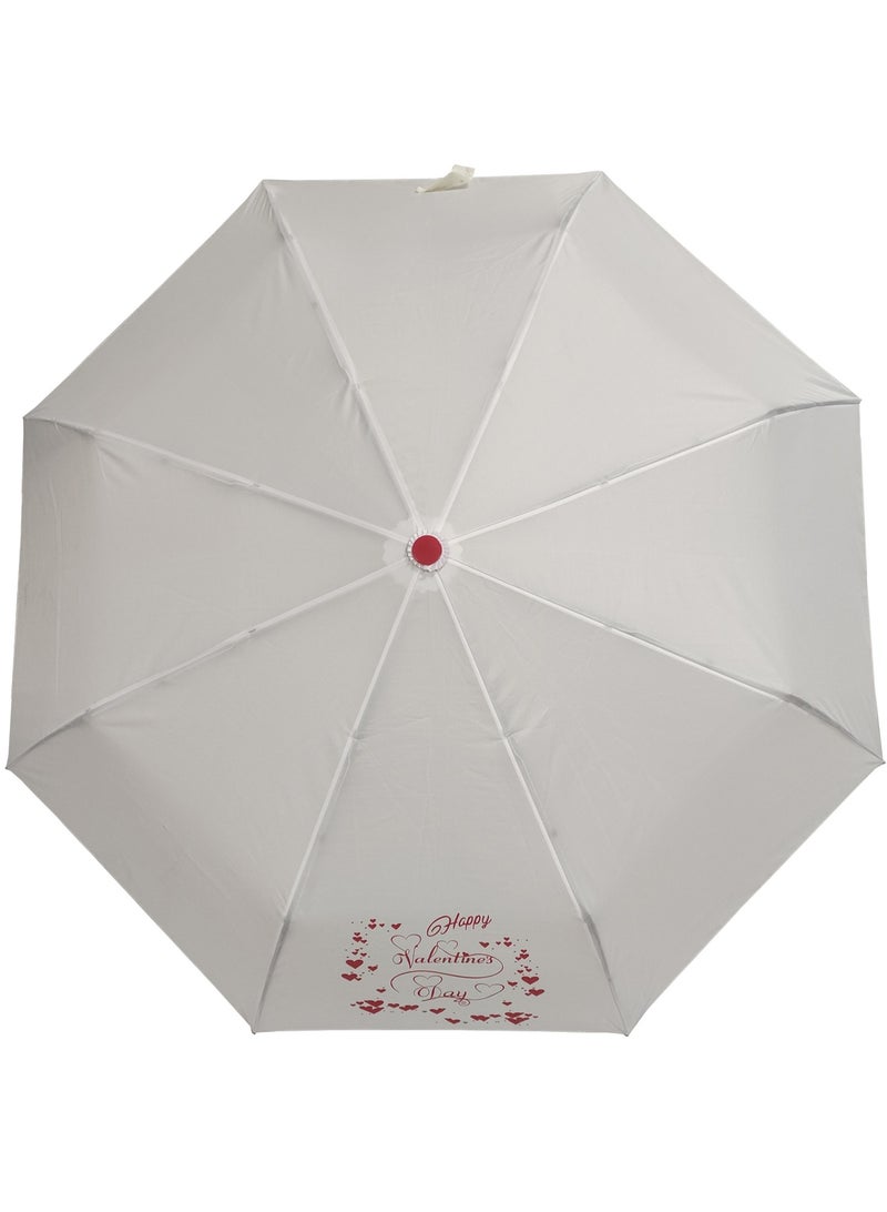 Hello 3 Fold Umbrella White color with Valentines Day Logo - Image 3
