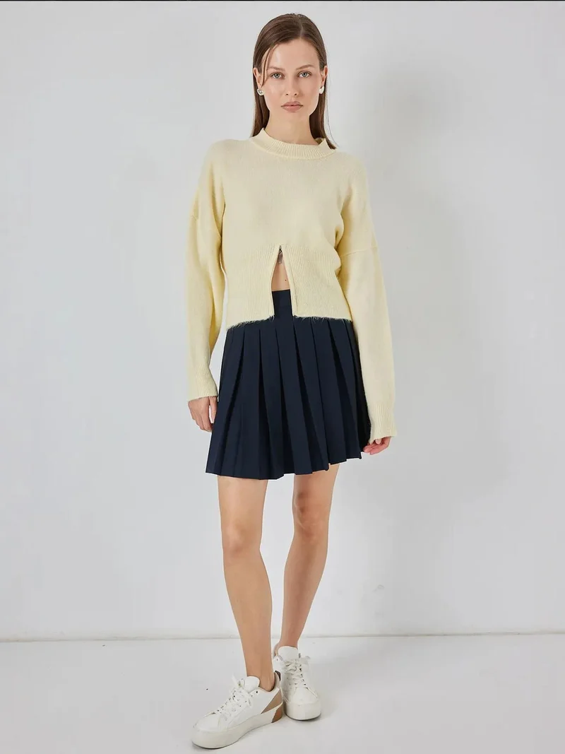 بيغ دارت كنزة قصيرة محبوكة بتفاصيل سحاب من