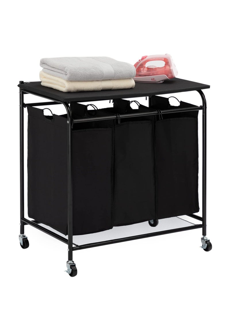 والالا سلة فرز الغسيل مع لوح كي قابل للطي مع 3 أكياس قابلة للإزالة - Image 2