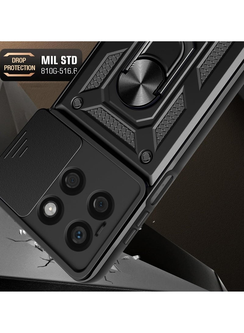 Case Cover Shockproof Protective Case with Camera Protection and Metal Ring Compatible with  Honor X6C (Black) - Image 3