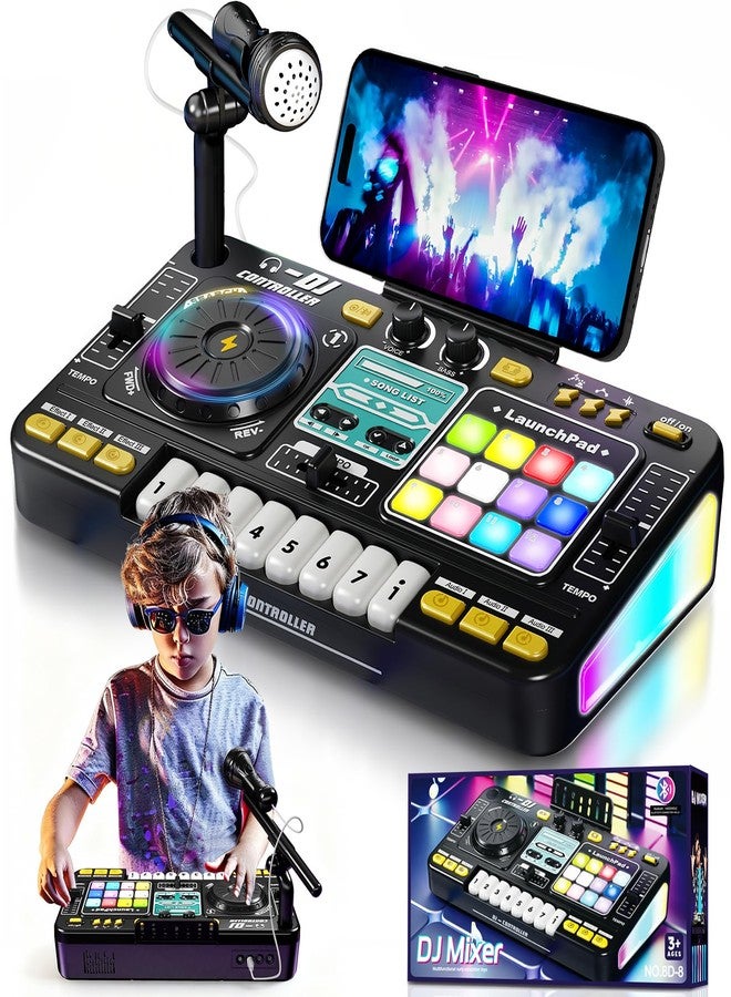 LZZAPJ Kids DJ Mixer Board Controller Toy Set with Turntable, Piano Keys, Microphone & Bluetooth - Musical Instrument Toy for Toddlers, Babies & 3-8 Year Old Boys & Girls - Birthday (Black) - Image 1