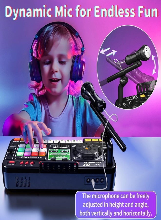 LZZAPJ Kids DJ Mixer Board Controller Toy Set with Turntable, Piano Keys, Microphone & Bluetooth - Musical Instrument Toy for Toddlers, Babies & 3-8 Year Old Boys & Girls - Birthday (Black) - Image 5