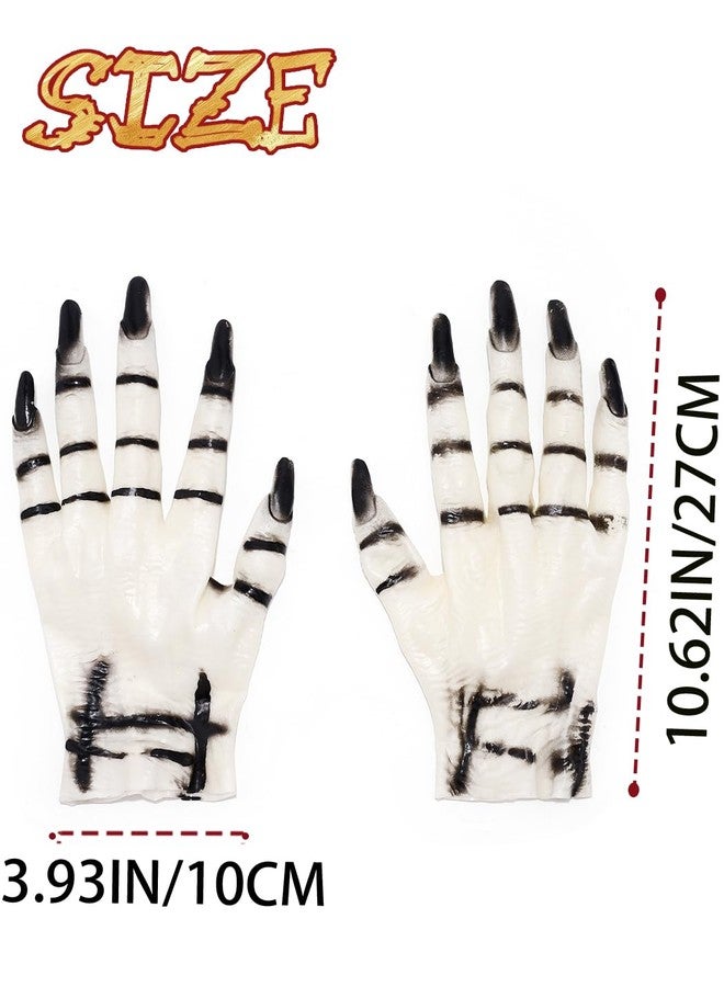 Urieo Halloween Skeleton Hands Gloves, Scary Monster Hands, Black Costume Accessory - Image 3