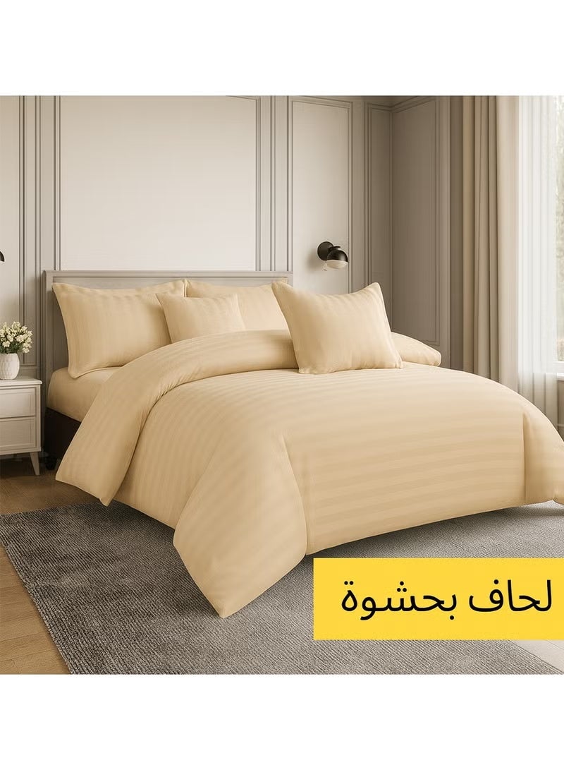 مينج لي مفرش فندقي مفرد 5 قطع من مايكروفايبر مع حشوة قابلة للإزالة – تصميم خطوط أنيق يناسب سرير بحجم 120×200 سم - Image 1