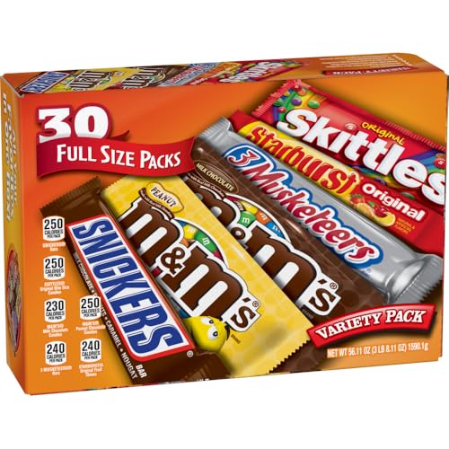 Mars MMS SNICKERS 3 MUSKETEERS SKITTLES STARBURST Variety Pack Full Size Bulk Candy Assortment 5611 oz 30 Bars - Image 3