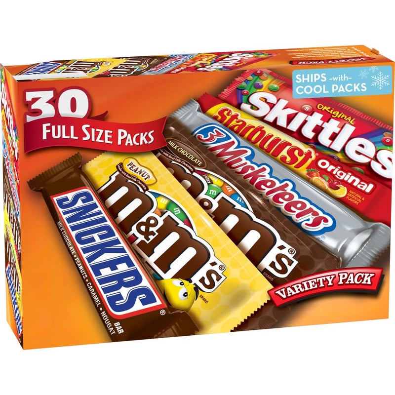 Mars MMS SNICKERS 3 MUSKETEERS SKITTLES STARBURST Variety Pack Full Size Bulk Candy Assortment 5611 oz 30 Bars - Image 2