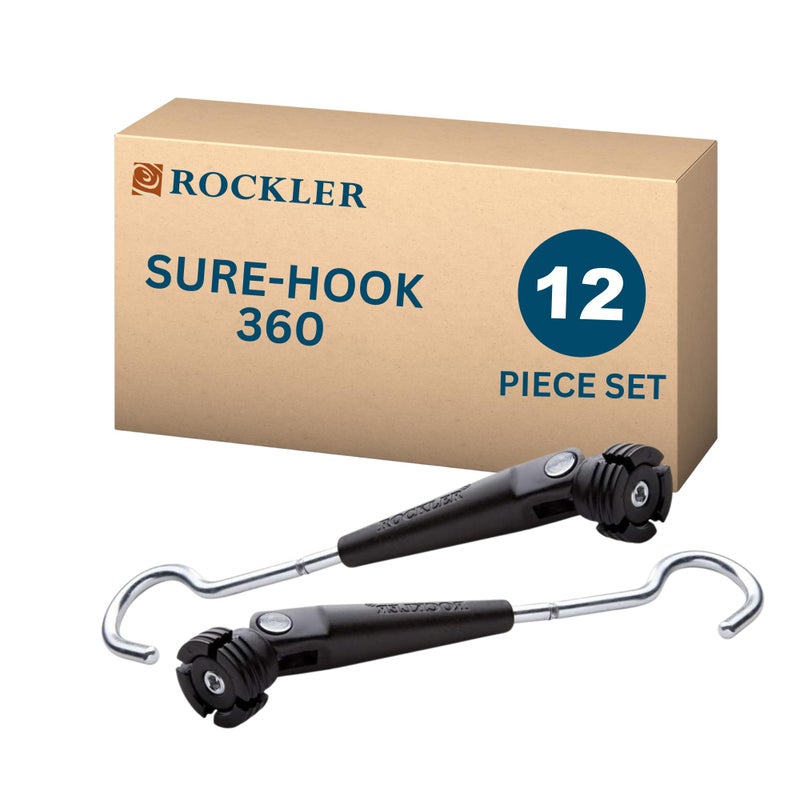 ROCKLER Sure-Hook 360 Universal Painting Rack Tools (12 Pack) - Sure Hook Painter Tools for 3600 Painting Cabinet Doors w/ 35mm Hinges â€“ Cabinet Door Drying Rack Fits Standard 3/4â€ ID Pipe - Hanging Hooks - Image 1