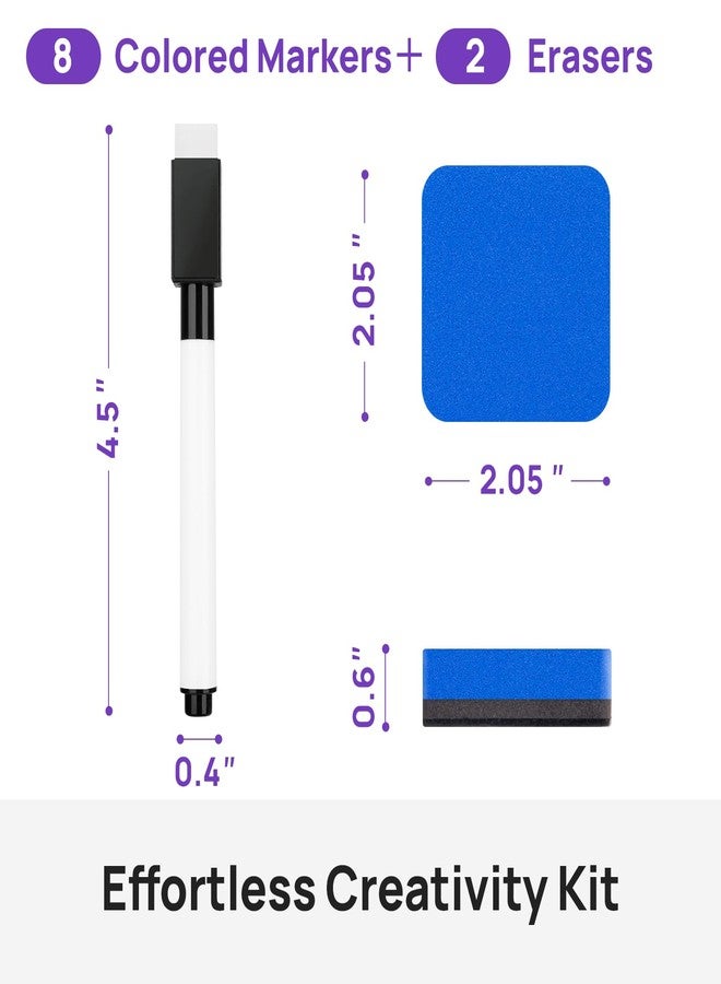 JEFURE 8 Pcs Colorful Magnetic Dry Erase Markers with Eraser, White Board Mini Dry Erase Markers with Eraser Cap, Fine Point Tip Student White Board Markers for Teachers Office School Supplies - Image 2