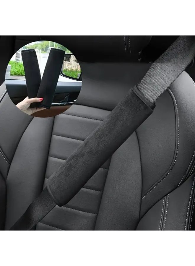 1pc Soft Plush Car Seat Belt Shoulder Pad Comfortable Breathable Black Seat Belt Cover for All Cars Durable Stylish Design Vehicle Interior Upgrade Sleek Car Accessory High Quality Material - Image 1