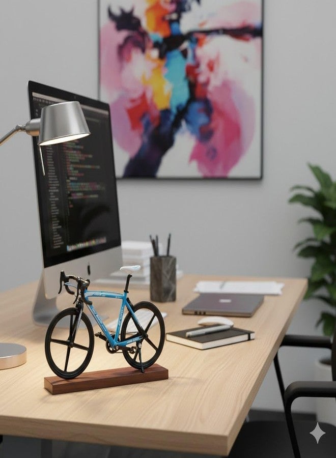 zahab Miniature Racing Cycle Showpiece Toy Figurine | Metal Bicycle Model Decoration | Sports Cycle Collectible Desk Decor | Kids Toy Cycle Display Model (Blue) - Image 4
