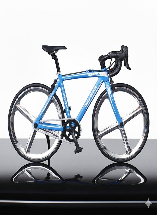 zahab Miniature Racing Cycle Showpiece Toy Figurine | Metal Bicycle Model Decoration | Sports Cycle Collectible Desk Decor | Kids Toy Cycle Display Model (Blue) - Image 1