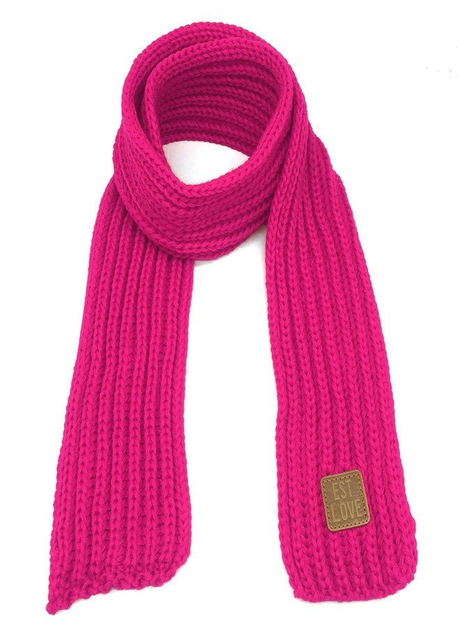 BEARUN Kids Knit Scarf Winter Fashion Solid Color Toddler Baby Scarves Wrap Neck Warmer Hot Pink - Image 2