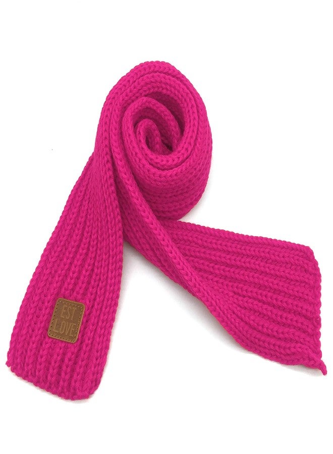 BEARUN Kids Knit Scarf Winter Fashion Solid Color Toddler Baby Scarves Wrap Neck Warmer Hot Pink - Image 1