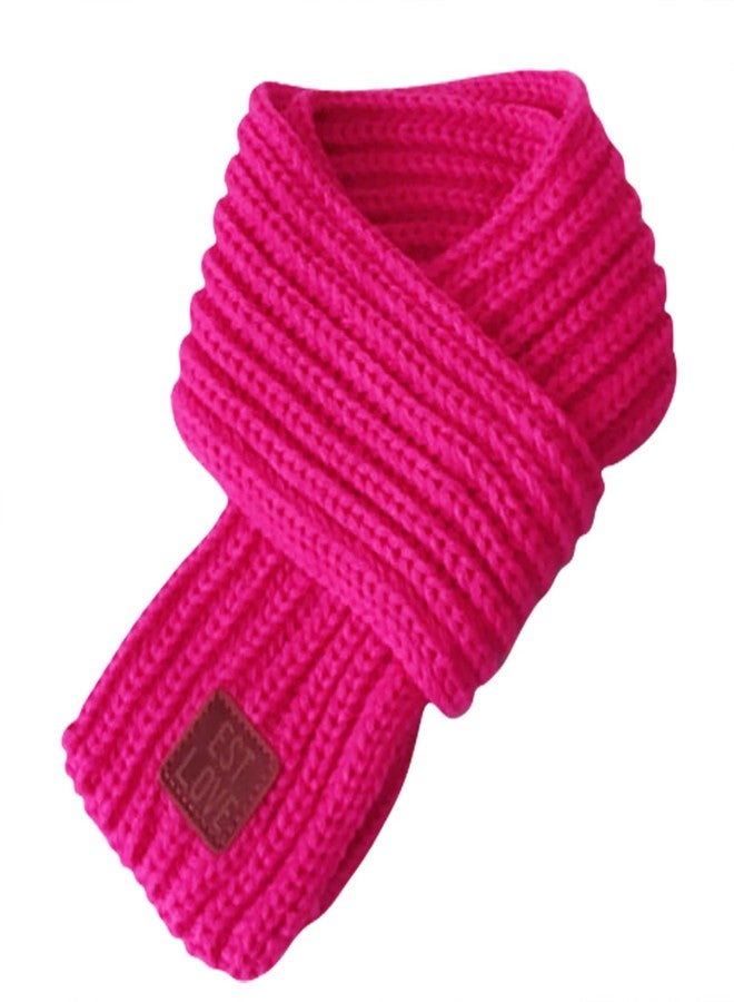 BEARUN Kids Knit Scarf Winter Fashion Solid Color Toddler Baby Scarves Wrap Neck Warmer Hot Pink - Image 3