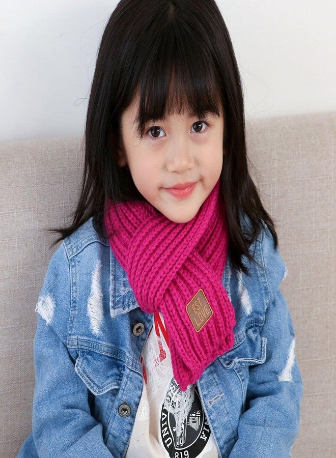 BEARUN Kids Knit Scarf Winter Fashion Solid Color Toddler Baby Scarves Wrap Neck Warmer Hot Pink - Image 5