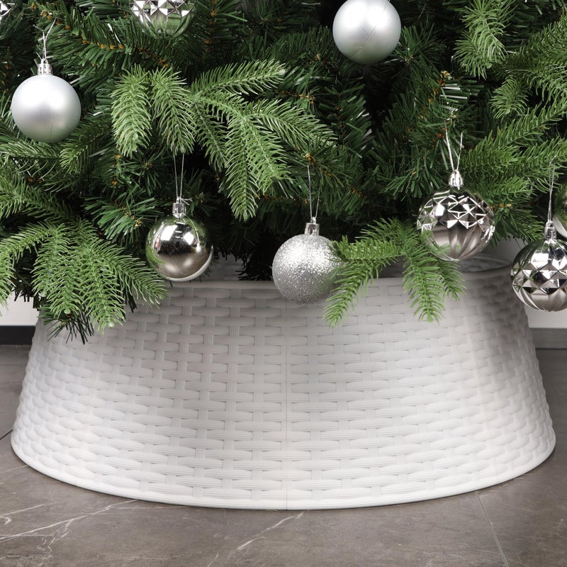 Blissun Christmas Tree Ring 285 Plastic Christmas Tree Collar Christmas Tree Skirt for Artificial Christmas Trees Decoration Extra Large White