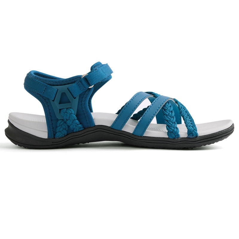 UBFEN Womens Hiking Sandal Sport Sandal Straps with Adjustable Hooks Arch Support Water Sandal Beach Vacation Casual Camping Size 10 Dark Blue - Image 5