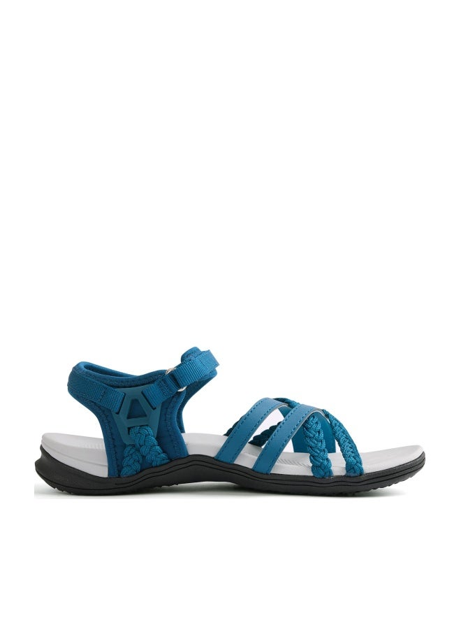 UBFEN Womens Hiking Sandal Sport Sandal Straps with Adjustable Hooks Arch Support Water Sandal Beach Vacation Casual Camping Size 10 Dark Blue - Image 1