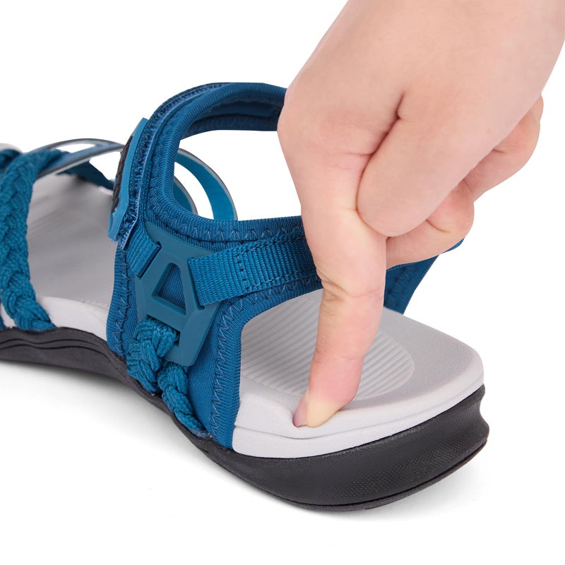 UBFEN Womens Hiking Sandal Sport Sandal Straps with Adjustable Hooks Arch Support Water Sandal Beach Vacation Casual Camping Size 10 Dark Blue - Image 2