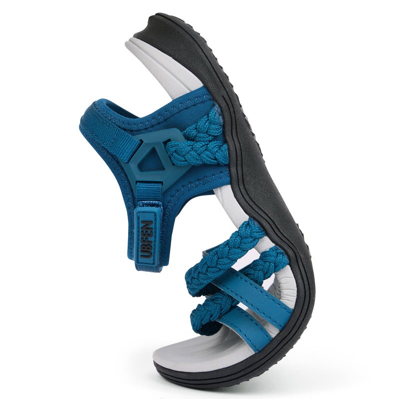 UBFEN Womens Hiking Sandal Sport Sandal Straps with Adjustable Hooks Arch Support Water Sandal Beach Vacation Casual Camping Size 10 Dark Blue - Image 3