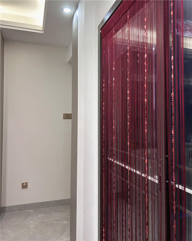 ave split 100cmX200cm Decorative Door String Curtain Beads Wall Panel Fringe Window Room Divider Blind for Wedding Coffee House Parts Door Divider Beads Tassel Screen Decoration (red Wine 25) - Image 5