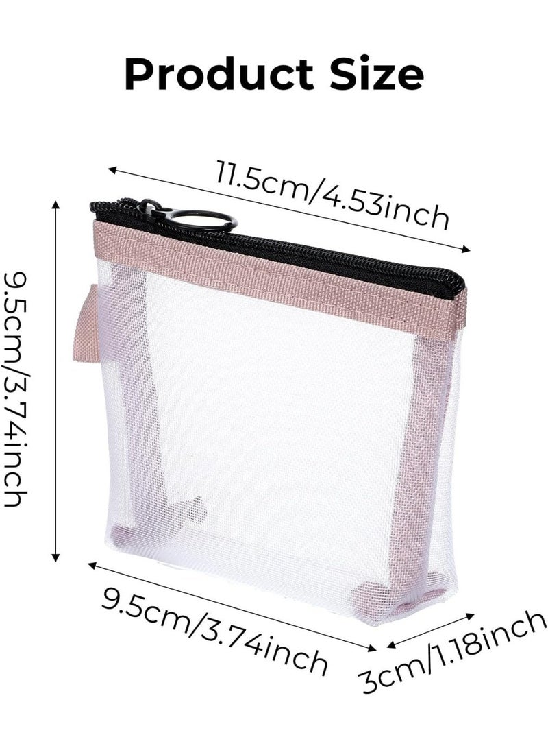 3 قطع من حقائب المكياج الشبكية الصغيرة، حقائب أحمر الشفاه الصغيرة، يمكن استخدامها أيضًا كمحافظ نقود معدنية، أو حقائب مجوهرات، أو حقائب أحمر شفاه (أزرق، وردي، أخضر). - Image 2