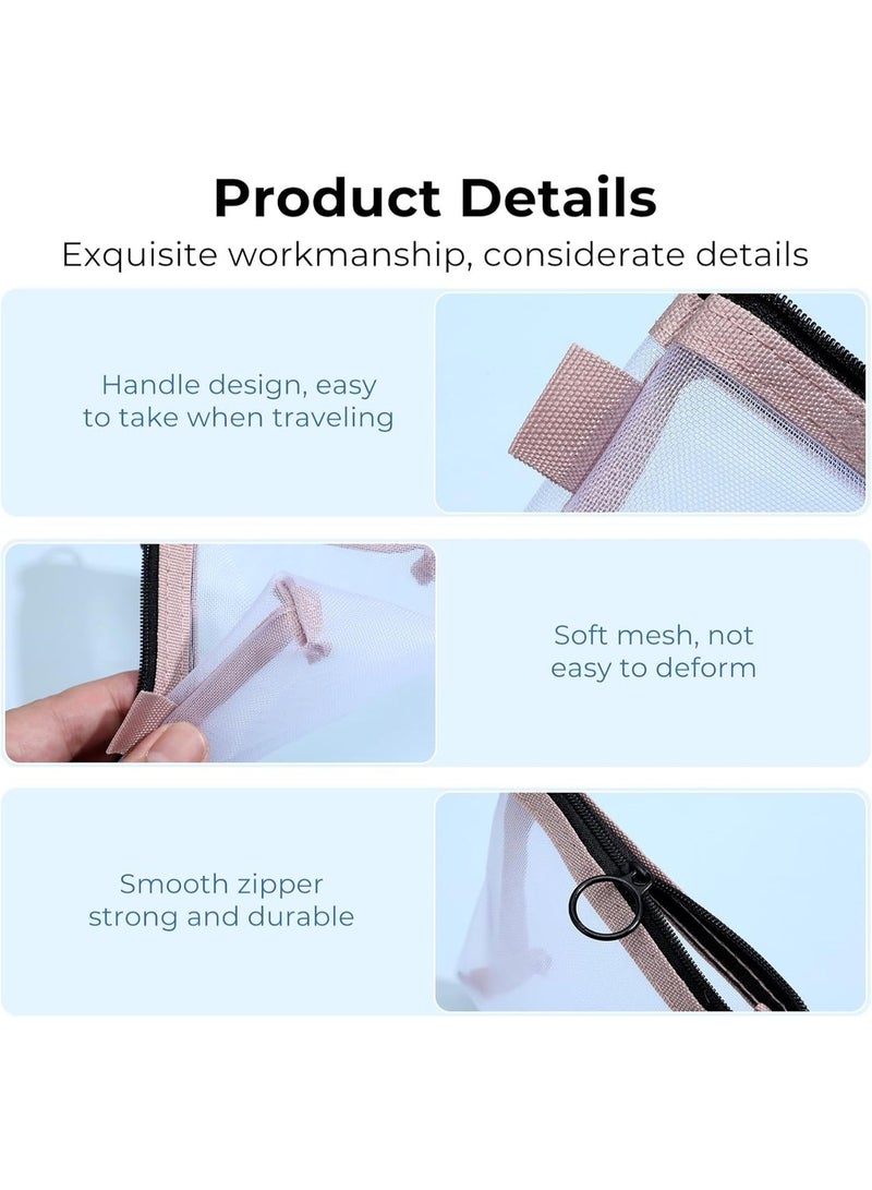 3 قطع من حقائب المكياج الشبكية الصغيرة، حقائب أحمر الشفاه الصغيرة، يمكن استخدامها أيضًا كمحافظ نقود معدنية، أو حقائب مجوهرات، أو حقائب أحمر شفاه (أزرق، وردي، أخضر). - Image 3