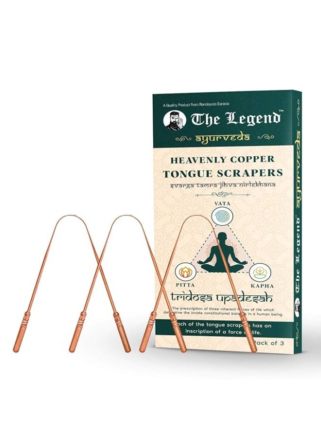 The Legend Ayurveda Holy Copper Tongue Cleaner or Scraper (3 Count (Pack of 1)) - Image 1