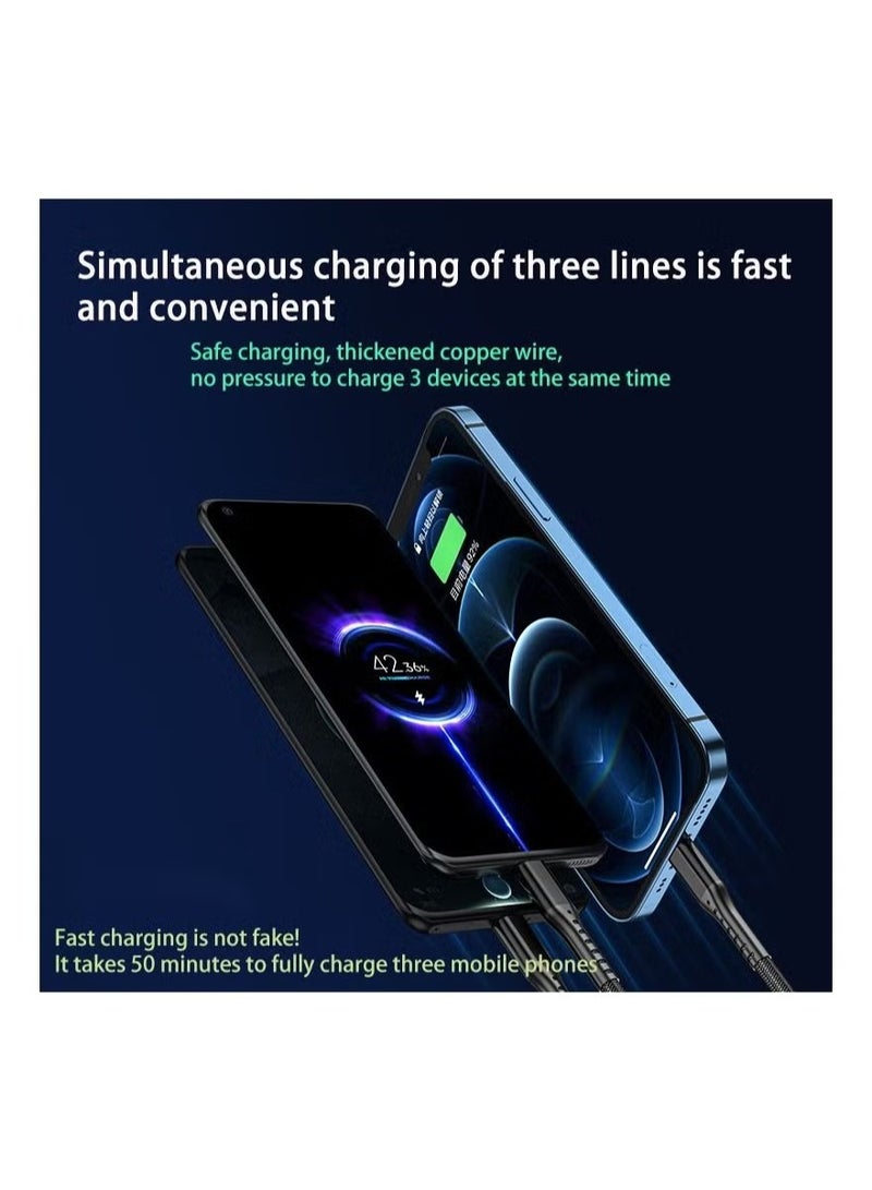 3-in-1 fast charging cable type-c Micro USB port 1.2m universal short charger cable 5A fast data synchronous charging - Image 4