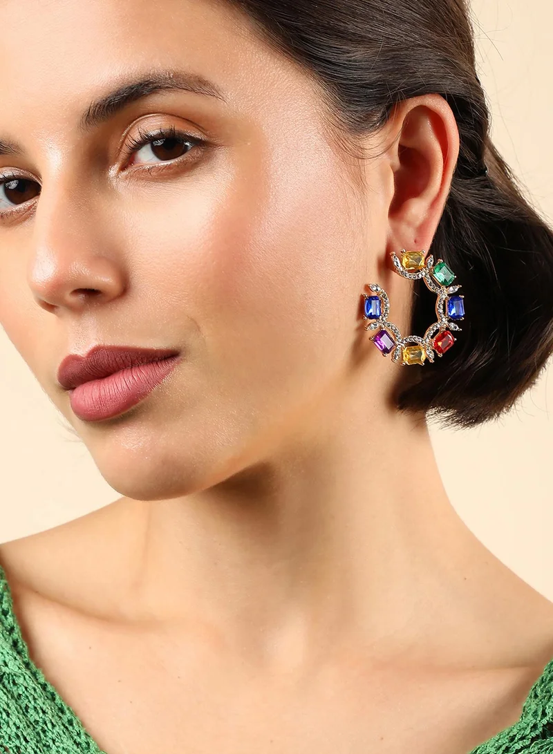 SOHI Stone Artificial Stud Earring Jewellery