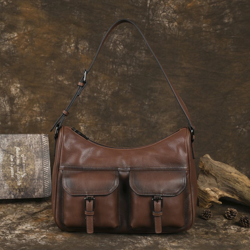 Women'S Large Capacity Commuter Bag Trend Retro Underarm Bag Crossbody Small Square Bag Color Block Design - Image 1