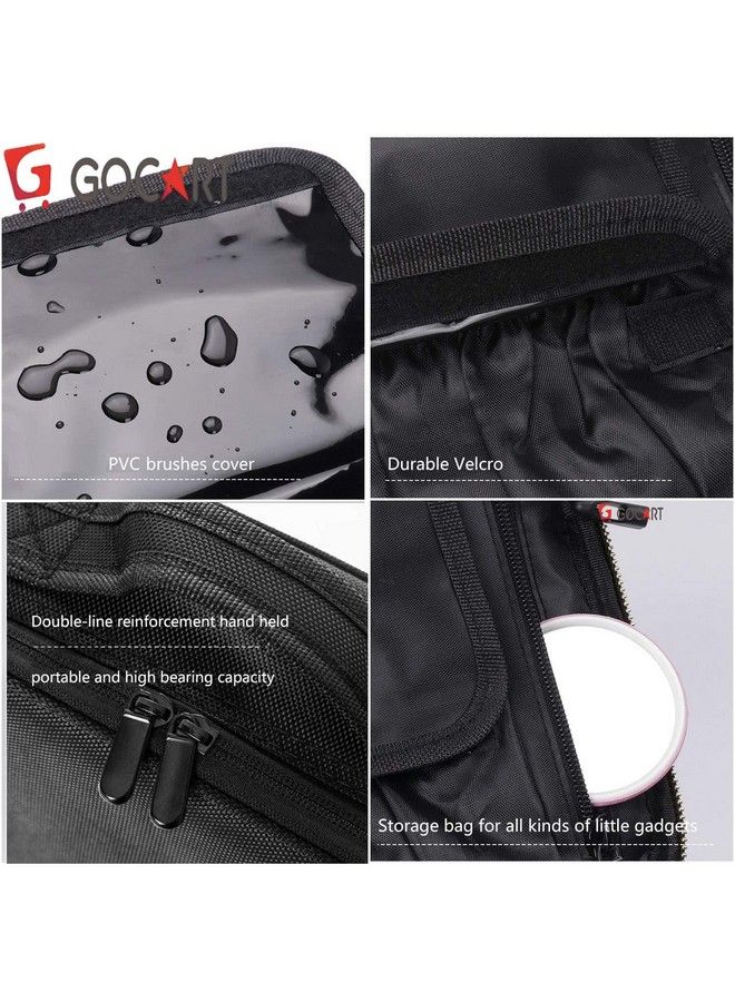 GOCART WITH G LOGO Professional Travel Makeup Bag Cosmetic Cases Organizer Portable Storage Bag (10 Inch Black) - Image 4