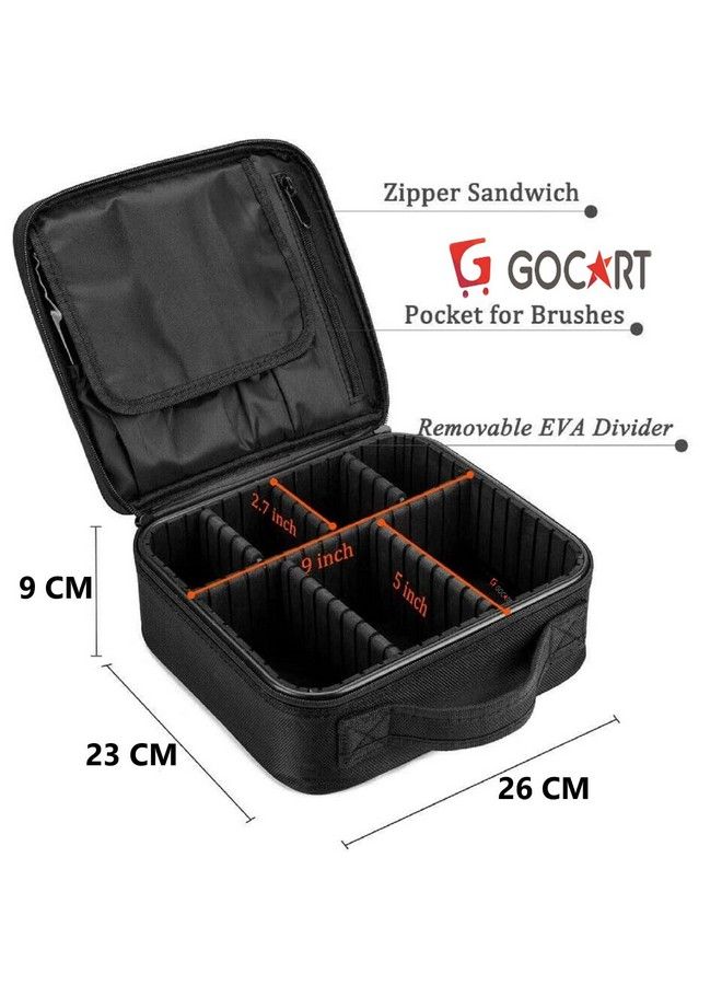 GOCART WITH G LOGO Professional Travel Makeup Bag Cosmetic Cases Organizer Portable Storage Bag (10 Inch Black) - Image 3