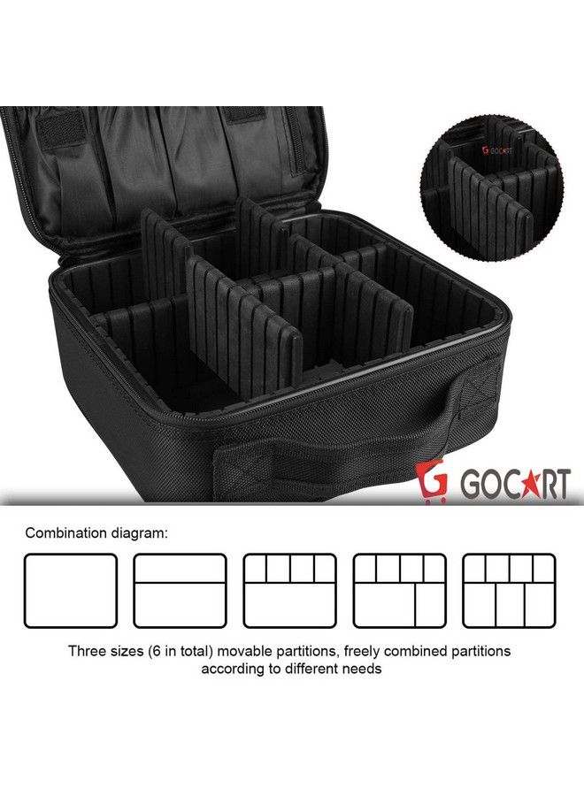 GOCART WITH G LOGO Professional Travel Makeup Bag Cosmetic Cases Organizer Portable Storage Bag (10 Inch Black) - Image 5