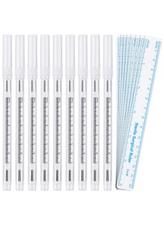 Maitys 8 Pieces Microblading Marker Pen With Paper Ruler Skin Marker Eyebrow Permanent Makeup Position Mark Tools Markers Pen For Eyebrow Lips Skin  - Image 2