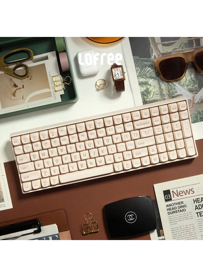 Lofree Xiaoqiao Tri-mode Wireless Bluetooth Mechanical Keyboard, Office Wireless Hot-swappable, Multi-system Compatible Connection, Tofu Xiaoqiao 100-key Keyboard - Image 4