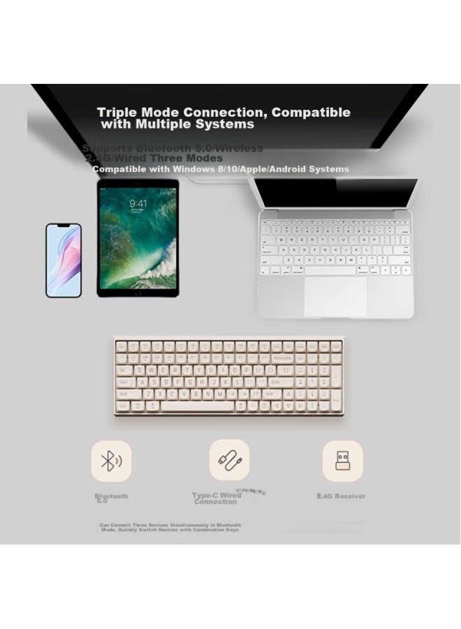 Lofree Xiaoqiao Tri-mode Wireless Bluetooth Mechanical Keyboard, Office Wireless Hot-swappable, Multi-system Compatible Connection, Tofu Xiaoqiao 100-key Keyboard - Image 2