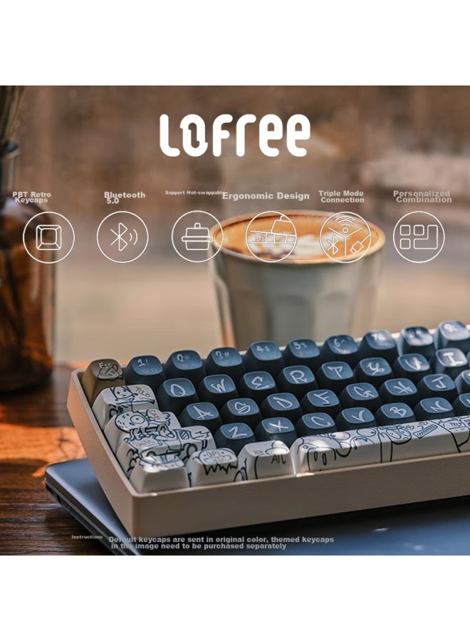 Lofree Xiaoqiao Tri-mode Wireless Bluetooth Mechanical Keyboard, Office Wireless Hot-swappable, Multi-system Compatible Connection, Tofu Xiaoqiao 100-key Keyboard - Image 1