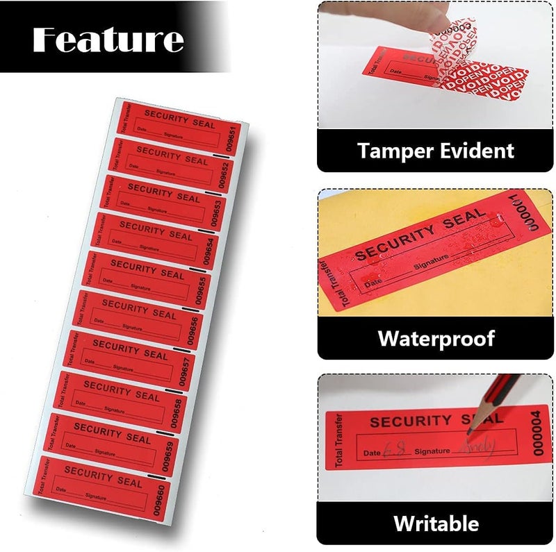 ILMBVM 120 pcs Total Transfer Tamper Evident Security Warranty Void Seals/Stickers High Security Tamper for Reusable Package(1 x 3.35Inches,Serial Numbers Transfer,red)… - Image 3