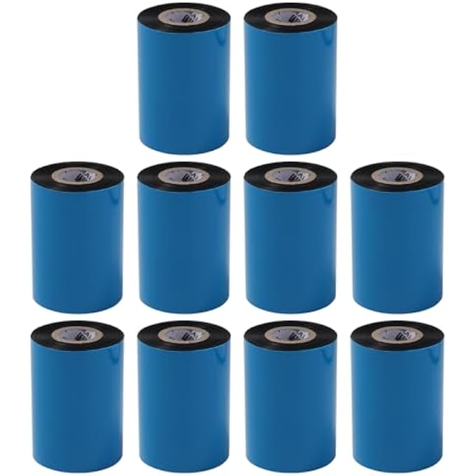 10 ROLLS 3.54'' X 984.25' PREMIUM RESIN ENHANCED WAX RIBBON,90MM X 300M BLACK THERMAL TRANSFER RIBBON, BARCODE THERMAL LABEL PRINTER RIBBON, CSO-INK OUTSIDE, 1'' CORE FOR ZEBRA, TSC, GODEX, CITIZEN - Image 1