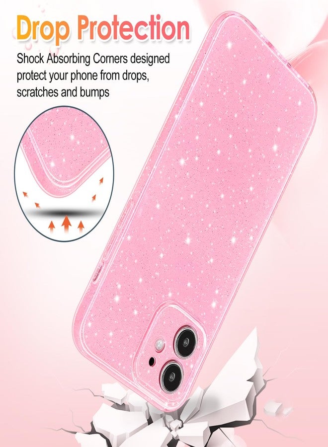 Hython Case for iPhone 12 Case Glitter Cute Sparkly Shiny Bling Sparkle Phone Cases 6.1", Thin Slim Fit Soft TPU Bumper Shockproof Rubber Protective Cover for Women Girls Girly, Bright Pink - Image 4